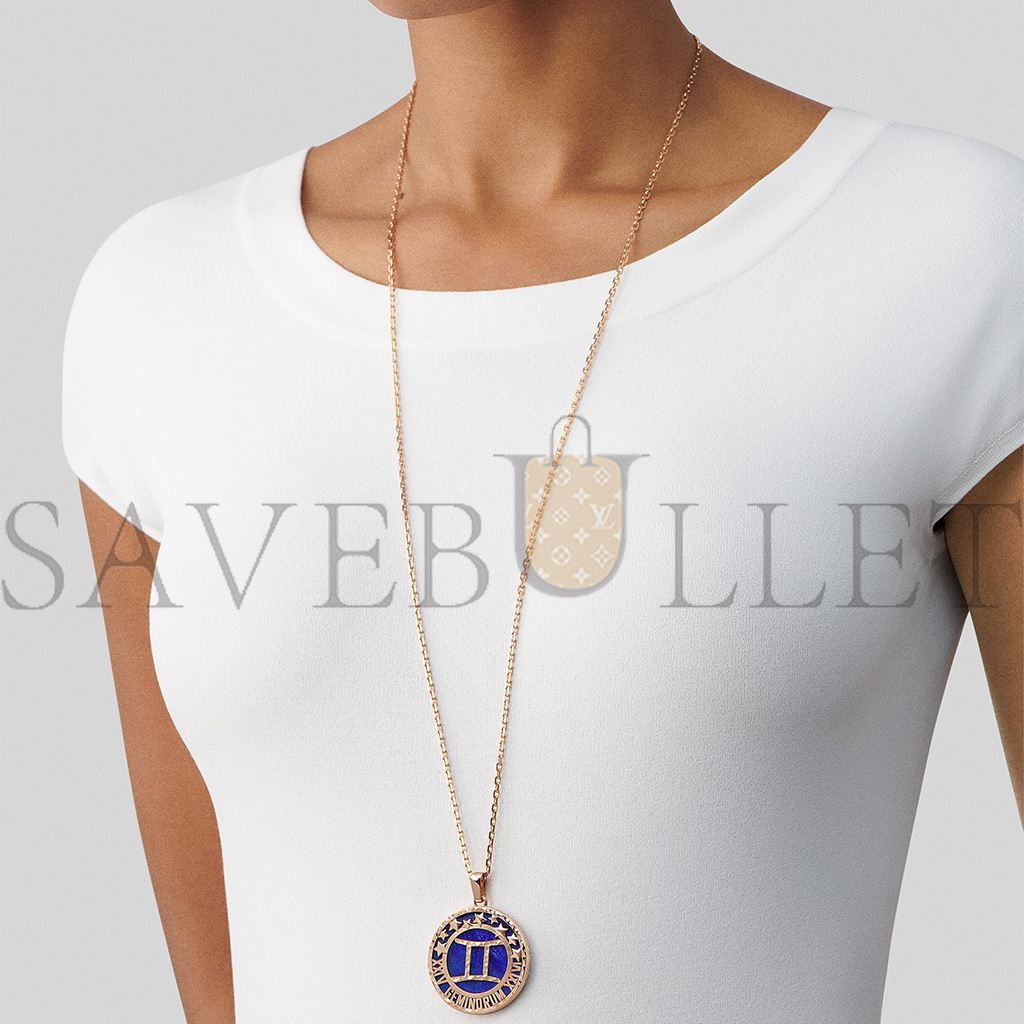 VAN CLEEF ARPELS ZODIAQUE LONG NECKLACE GEMINORUM (GEMINI) - ROSE GOLD, LAPIS LAZULI    VCARP9RD00